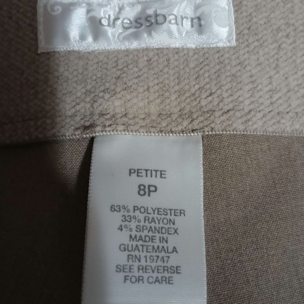 Dressbarn Petite 8P Taupe Brown Straight Leg Dress Pants Career Trousers RN19747 - Picture 5 of 6